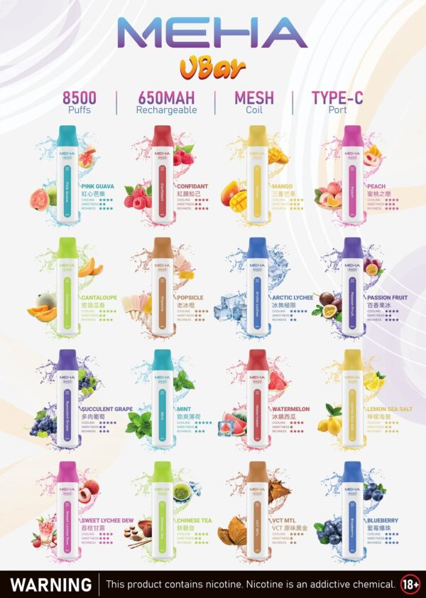 MEHA魅嗨8500口可充電拋棄式，買十送一！潮流口感，續航無限！」